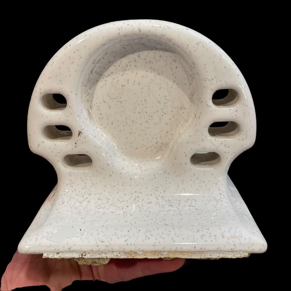 Vintage Porcelain Bathroom Wall Mount Toothbrush & Cup Holder 6 Holes FLAW